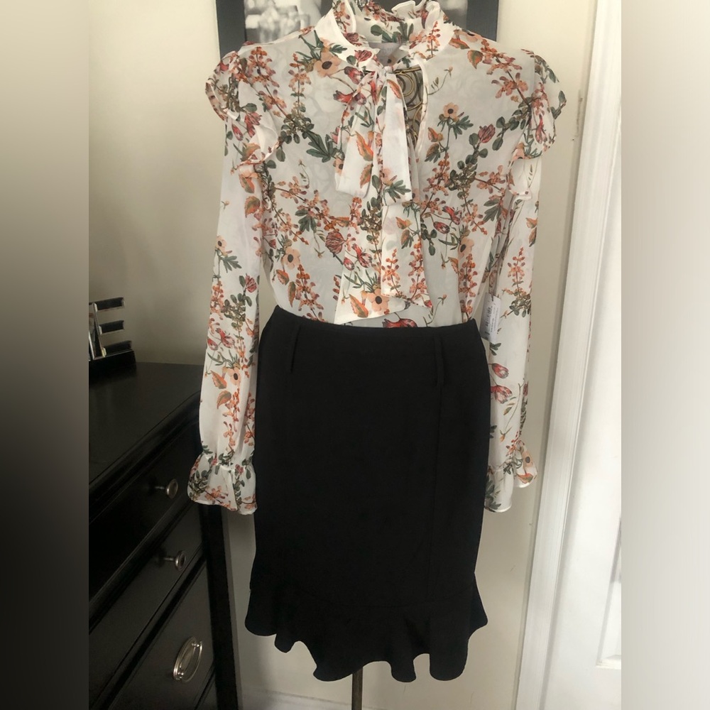 Black skirt with ruffle flare bottom